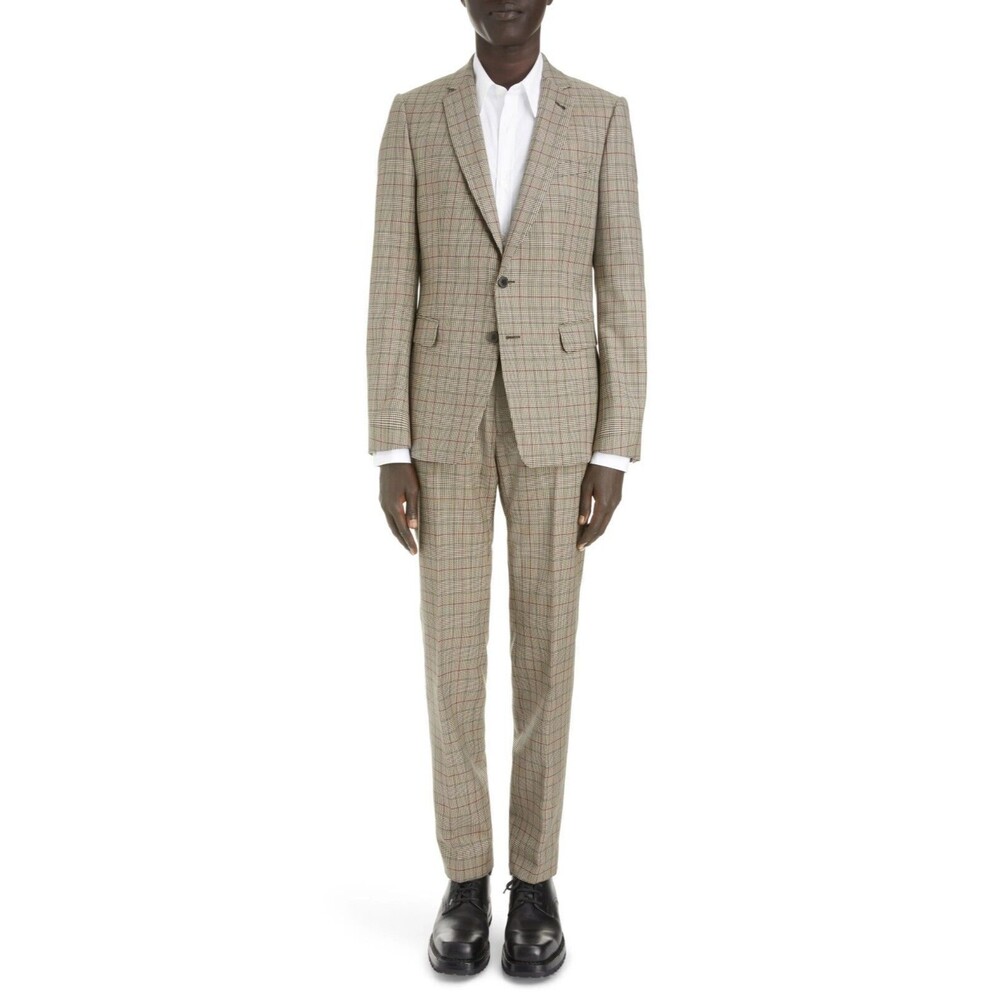 Dries Van Noten Men's Kayne Glen Plaid Wool Blend Suit in Sand Size 52 / US 42